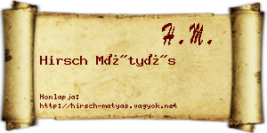 Hirsch Mátyás névjegykártya